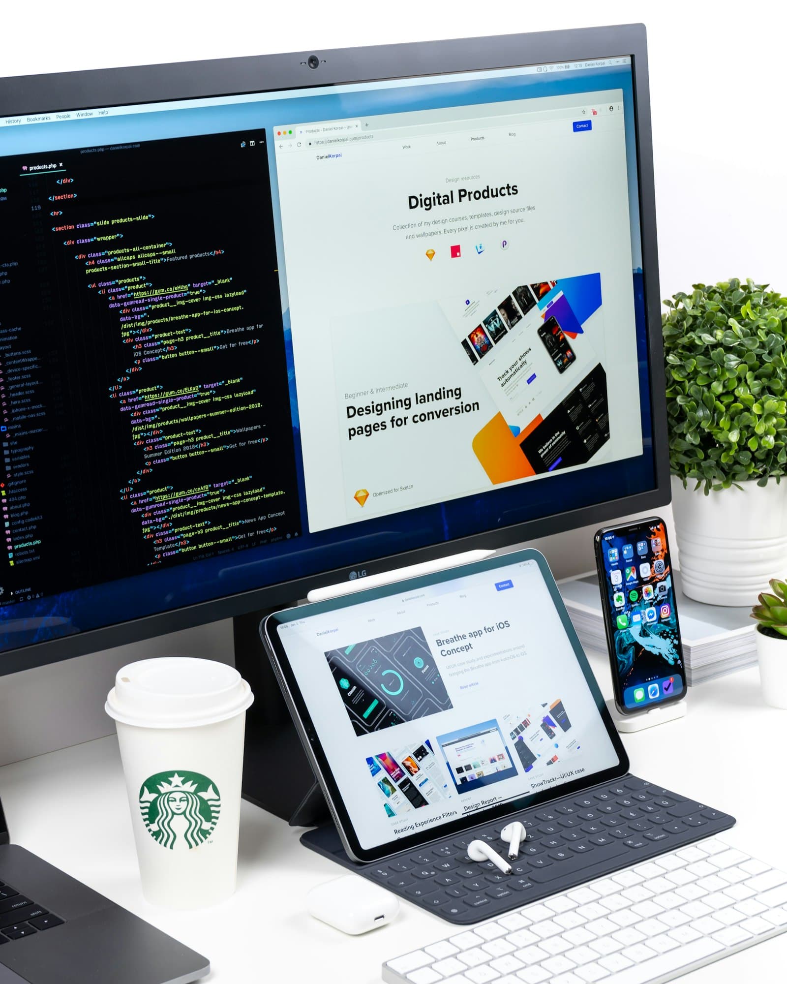 A website design taking shape on a laptop