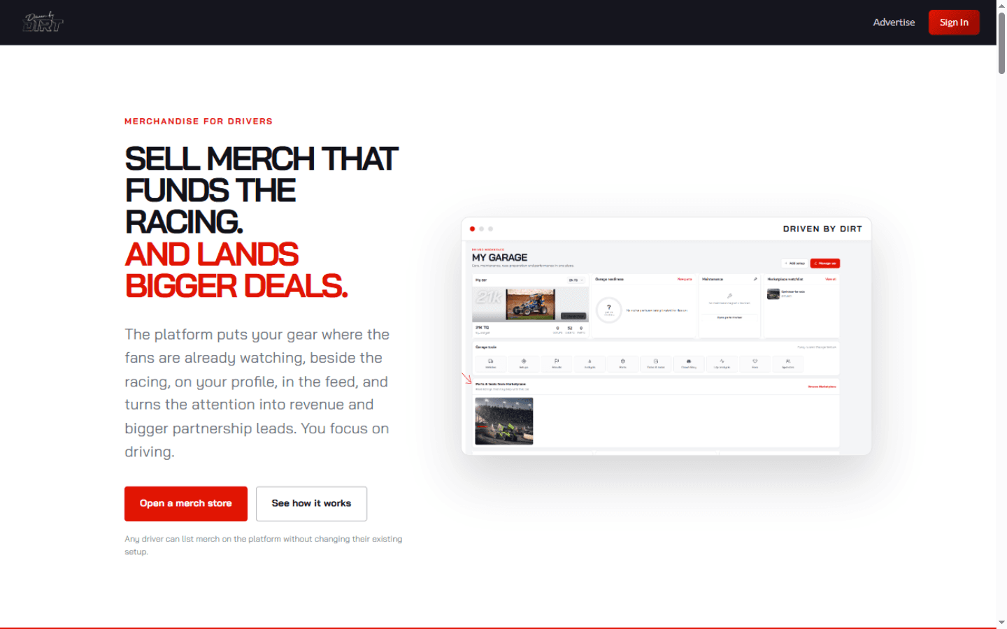 Driven By Dirt driver merchandise — Sell Merch That Funds The Racing