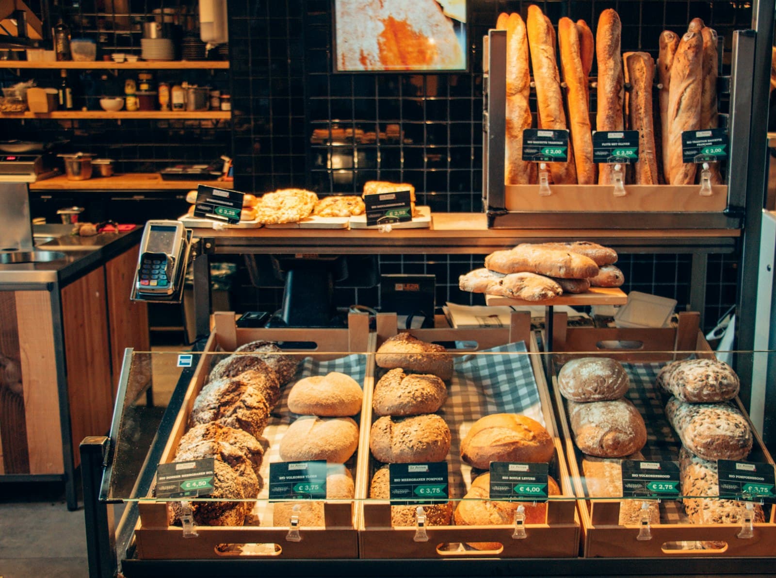 A bakery counter, the Flour & Ember rebuild